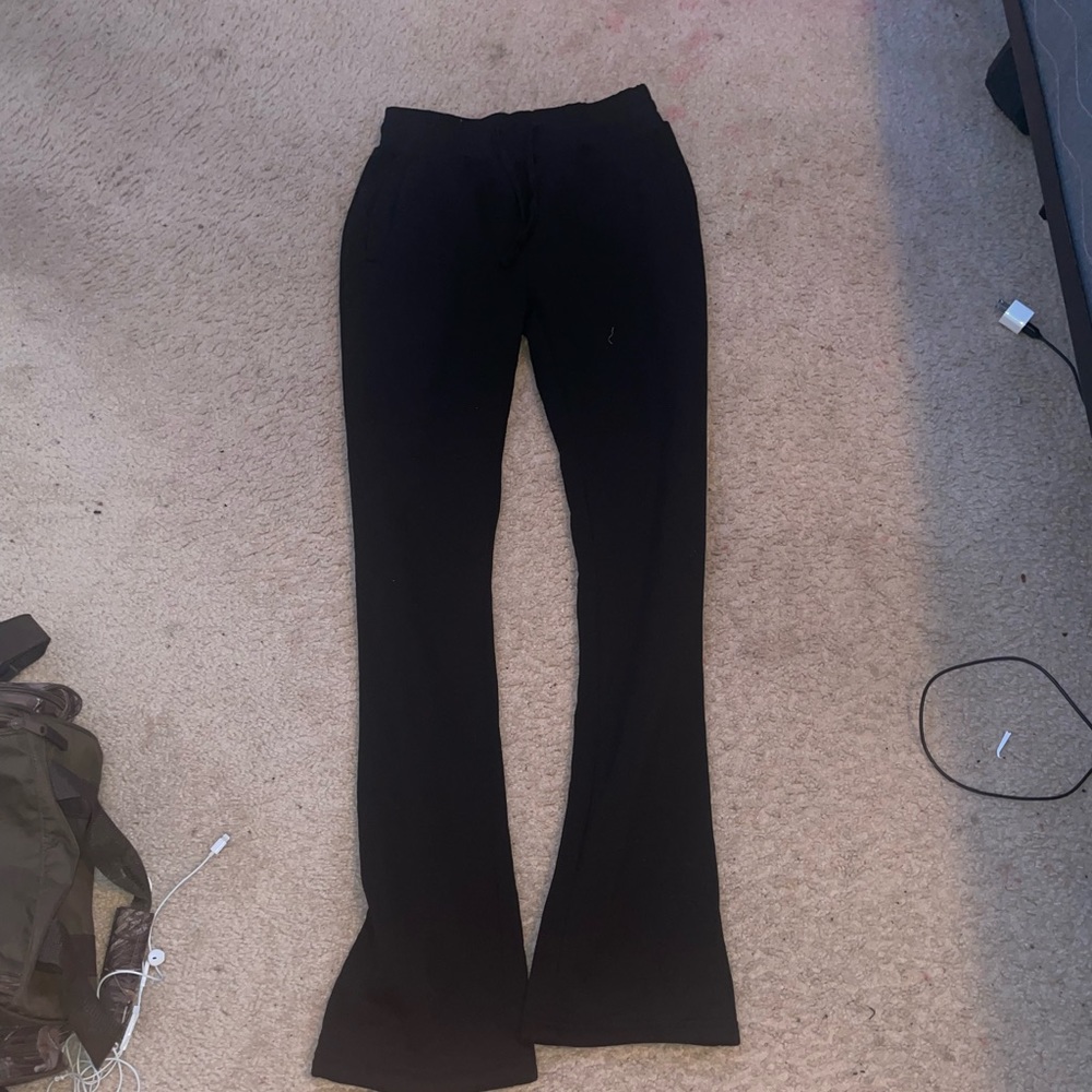Black stacked jeans